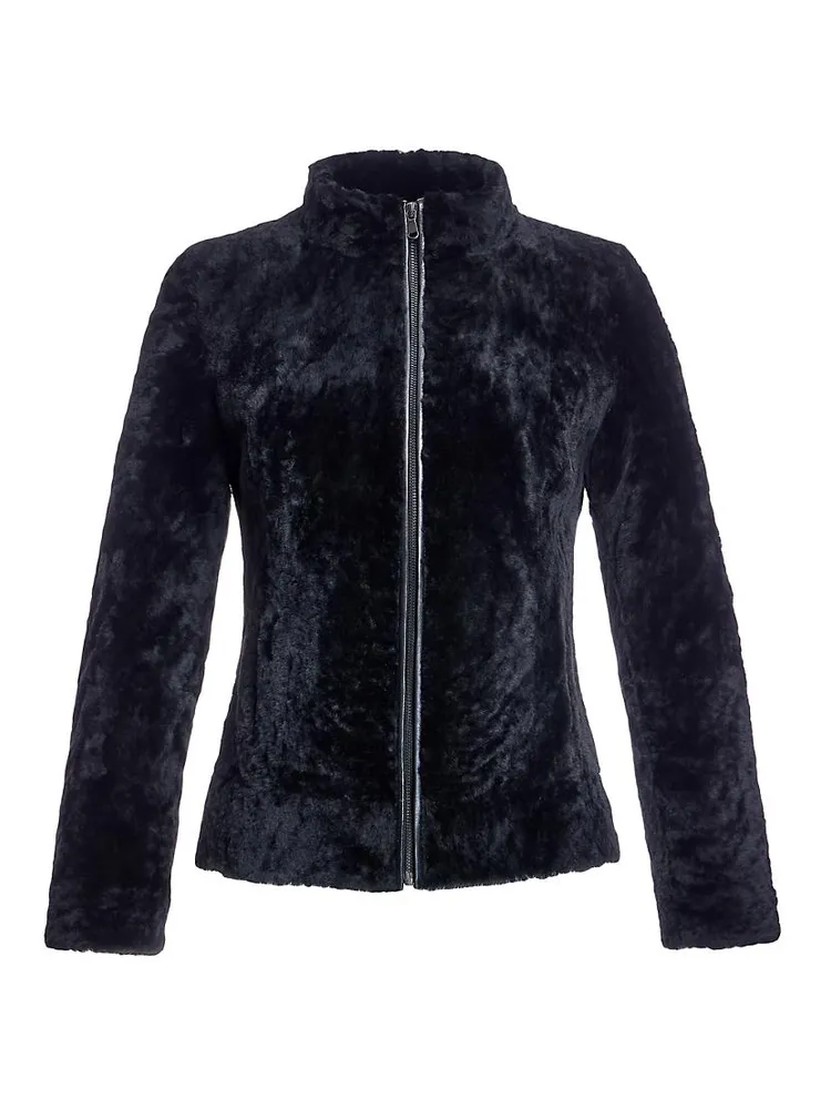 Dyed Shearling Lamb Zipper Jacket