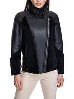 Leather & Shearling Biker Jacket