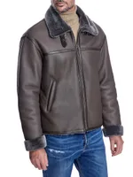 Tonal Shearling Aviator Jacket