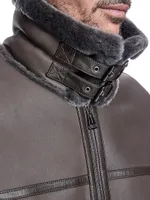 Tonal Shearling Aviator Jacket