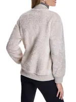 Shearling Knit-Trim Bomber Jacket