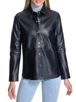 Leather Snap-Front Shirt