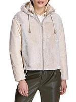 Contrast-Sleeve Shearling Jacket