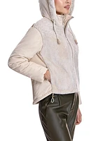 Contrast-Sleeve Shearling Jacket