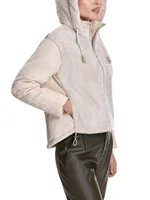 Contrast-Sleeve Shearling Jacket