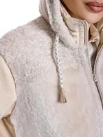 Contrast-Sleeve Shearling Jacket