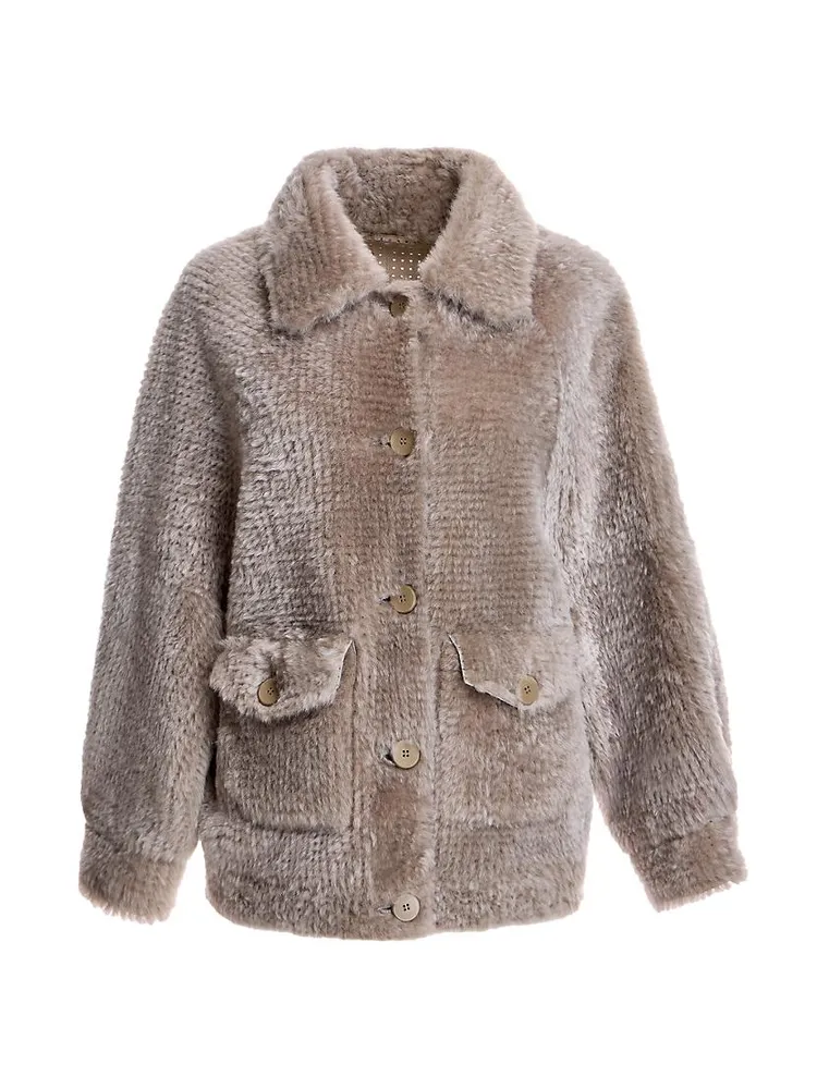 Oversized Shearling Button Jacket