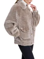 Oversized Shearling Button Jacket