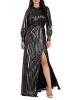 Calista Pleated Foiled Maxi Dress