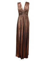 Jaclyn Metallic Foil Jersey Gown