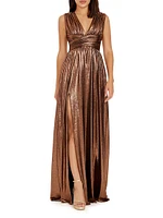 Jaclyn Metallic Foil Jersey Gown