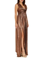 Jaclyn Metallic Foil Jersey Gown