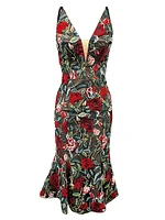 Isabelle Floral-Embroidered Mesh Midi-Dress