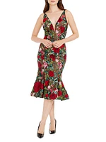 Isabelle Floral-Embroidered Mesh Midi-Dress