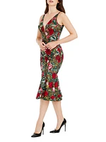 Isabelle Floral-Embroidered Mesh Midi-Dress