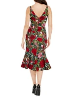 Isabelle Floral-Embroidered Mesh Midi-Dress