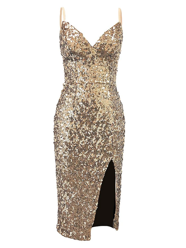 Anastasia Sequin Mesh Midi-Dress