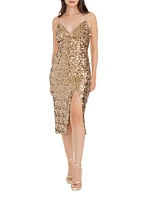 Anastasia Sequin Mesh Midi-Dress