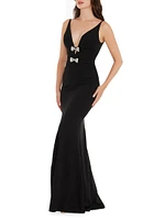 Viola Bow-Detailed Crepe Mermaid Gown