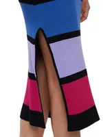 Colorblocked Striped Midi-Dress