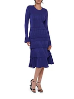 Ribbed Long-Sleeve Midi-Dress