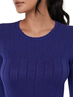 Ribbed Long-Sleeve Midi-Dress