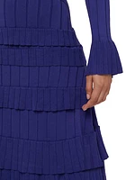 Ribbed Long-Sleeve Midi-Dress