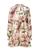 Floral Tie-Neck Minidress