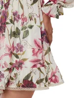 Floral Tie-Neck Minidress