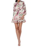 Floral Tie-Neck Minidress