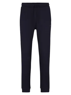 Cotton Tracksuit Bottoms with Curved Logo