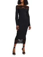 Gabir Lace-Trimmed Jersey Midi-Dress