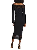 Gabir Lace-Trimmed Jersey Midi-Dress