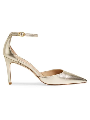 Stuart 85MM Metallic Leather Pointed-Toe Pumps