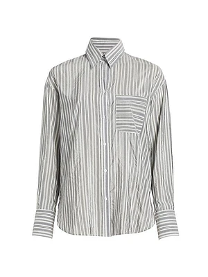 Boyfriend Striped Cotton & Silk Shirt