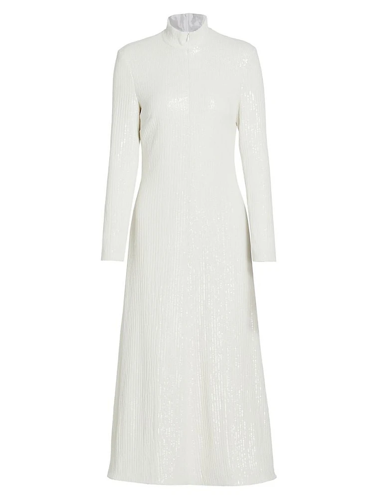 Zip Sequin Turtleneck Dress