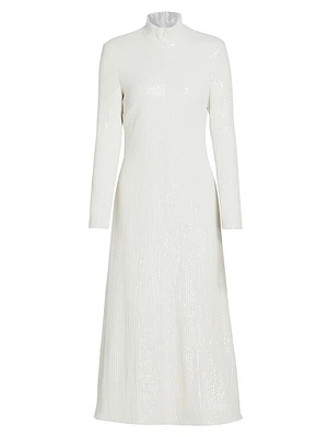 Zip Sequin Turtleneck Dress