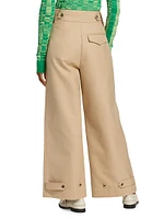 Cotton Wide-Leg Suiting Pants