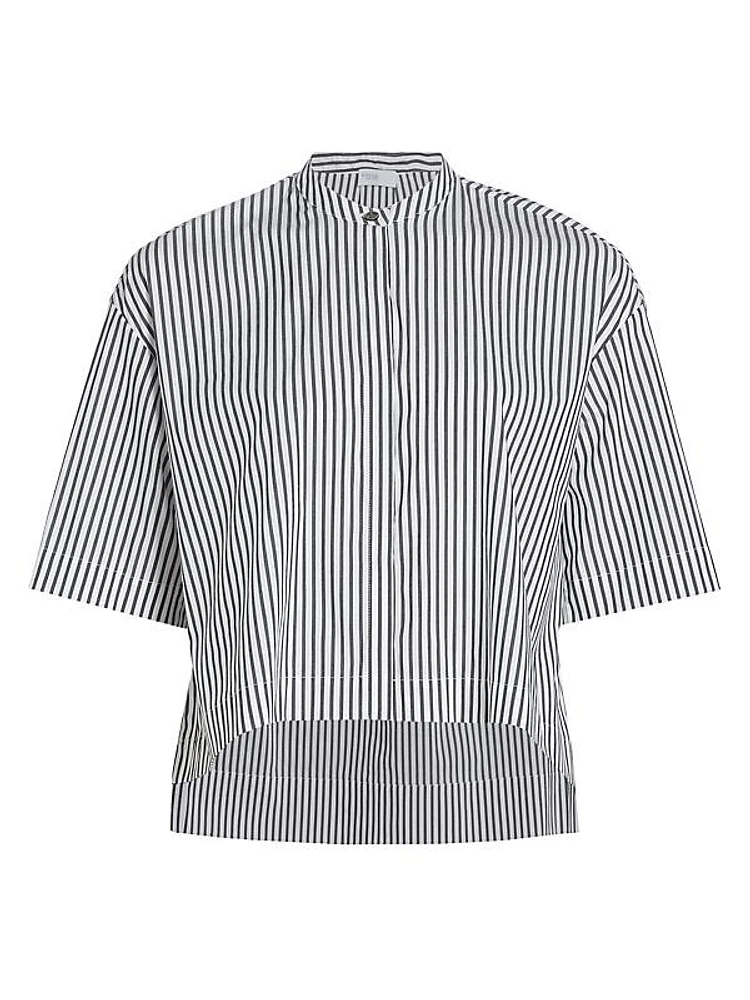 Poplin Striped Cropped Shirt