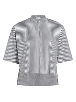 Poplin Striped Cropped Shirt
