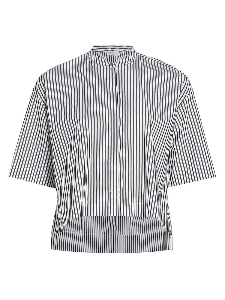 Poplin Striped Cropped Shirt