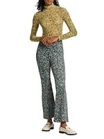 Dotted Flared Pull-On Pants