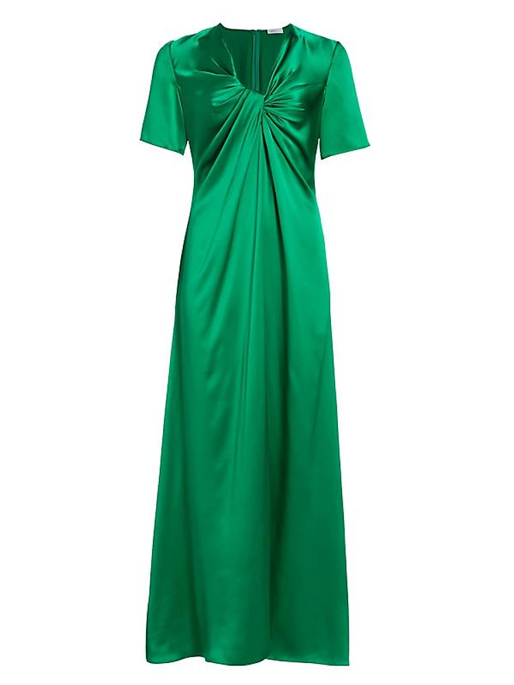 Silk Twisted Short-Sleeve Gown