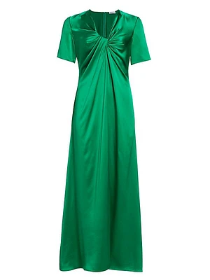 Silk Twisted Short-Sleeve Gown