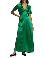 Silk Twisted Short-Sleeve Gown