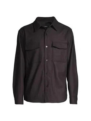 Garvin Ansedonia Overcheck Wool-Blend Button-Front Shirt