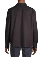 Garvin Ansedonia Overcheck Wool-Blend Button-Front Shirt