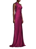 Social Draped One-Shoulder Gown