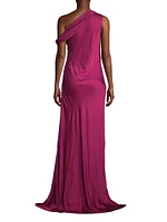 Social Draped One-Shoulder Gown