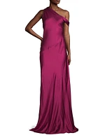 Social Draped One-Shoulder Gown